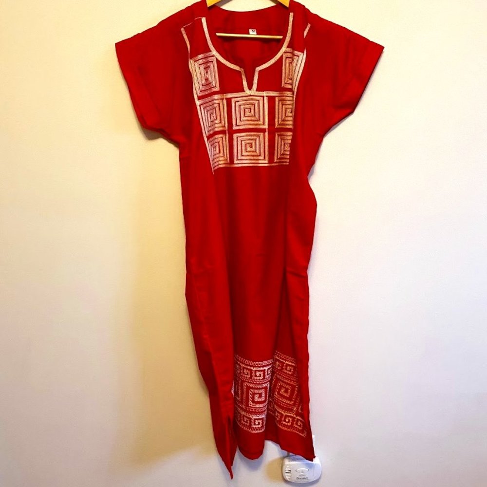 Traditional African Style Dress with White Detail